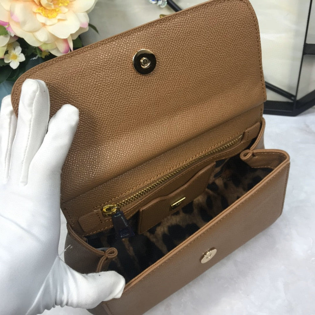 GLAMI MeGLAMIum Sicily Handbag In Dauphine Brown For Women 10.2in/26cm GLAMI GLAMI4347A10018M417