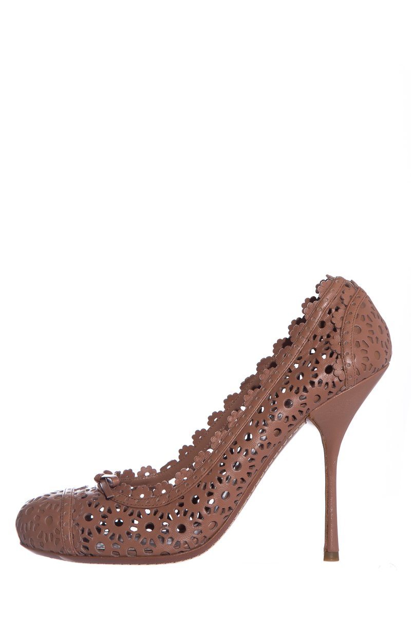 AlaÃƒÆ’Ã‚Â¯a Mauve Lace Cut-Out Round-Toe Pumps SZ 40.5