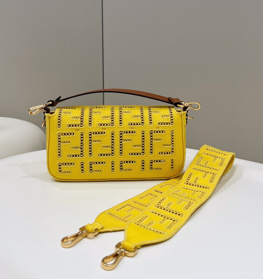 FI Baguette Yellow with Embroidery MeGLAMIum Bag For Woman 28cm/11in