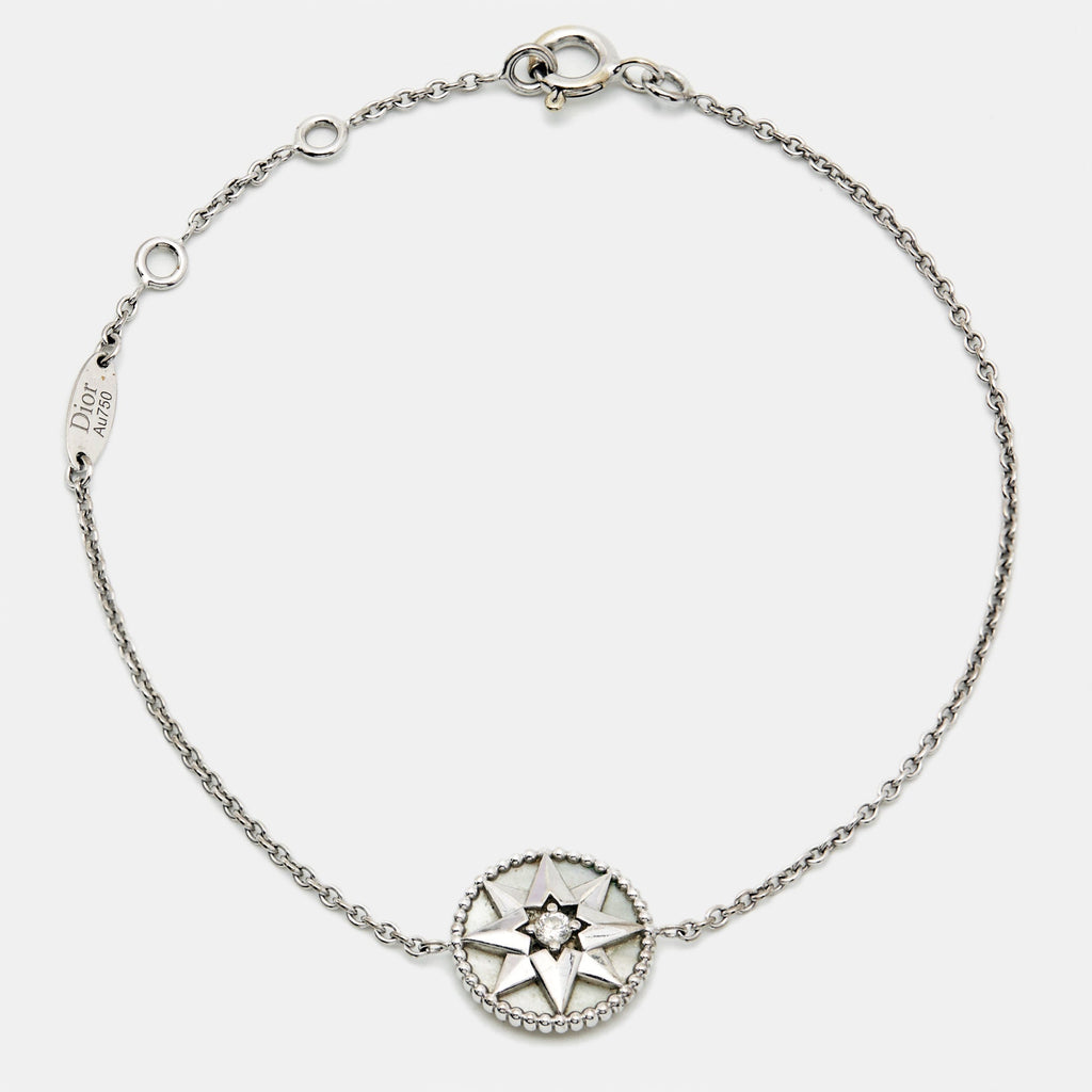 Dior Rose Des Vents Mother Of Pearl Diamond 18K White Gold Bracelet