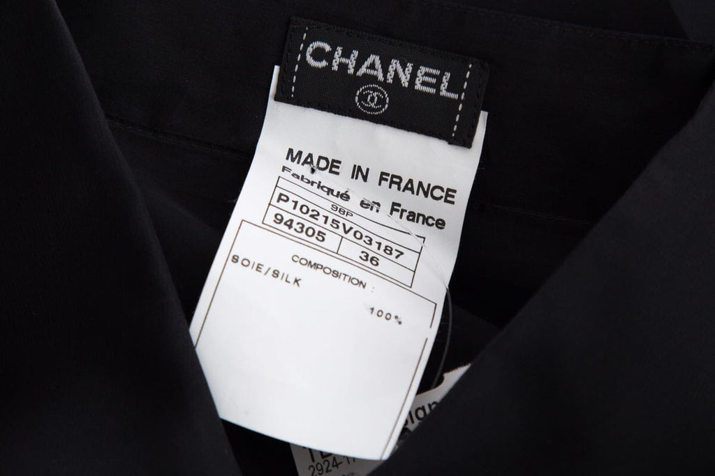 Chanel Black Silk Long Sleeve Mesh Blouse SZ 36