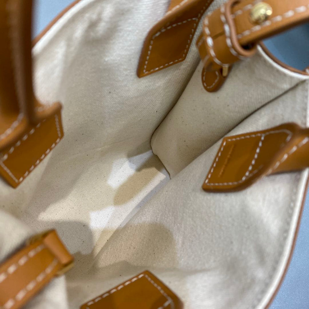 GLAMI Mini Vertical Cabas GLAMI In Textile With GLAMI Print White/Brown For Women 8in/20cm 193302BNZ.02NT
