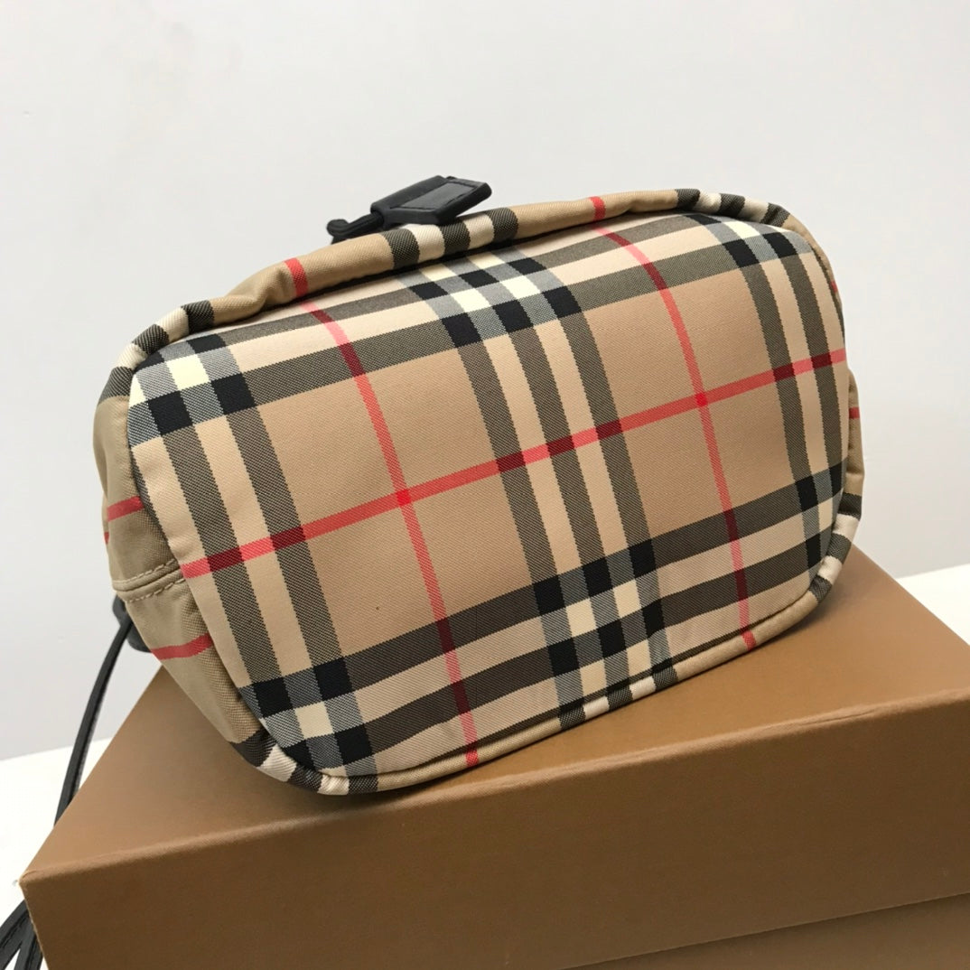 GLAMI Icon Stripe Nylon Drawcord Pouch Archive Beige For Women, Bags 7.7in/19.5cm