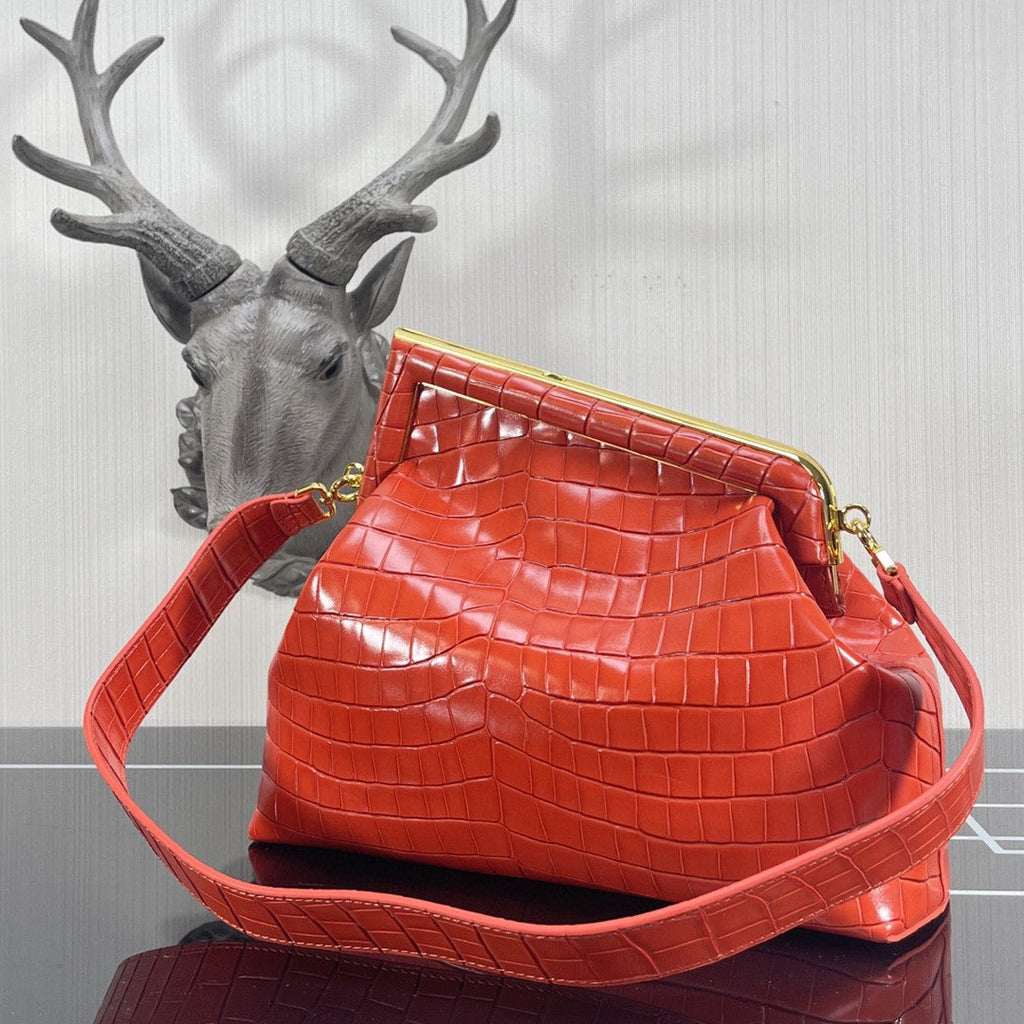 FI First MeGLAMIum Orange CrocoGLAMIle Bag For Woman 32.5cm/13in