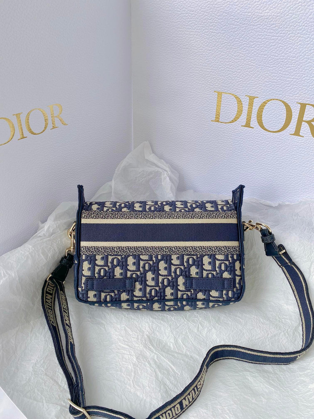 GLAMI Small DYORCAMP Bag Blue Oblique Embroidery, Blue Handbags, Shoulder Bags, Crossbody Bags, 23cm CD M1241ORIW_M928