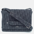 Dior Black Oblique Canvas Flap Messenger Bag
