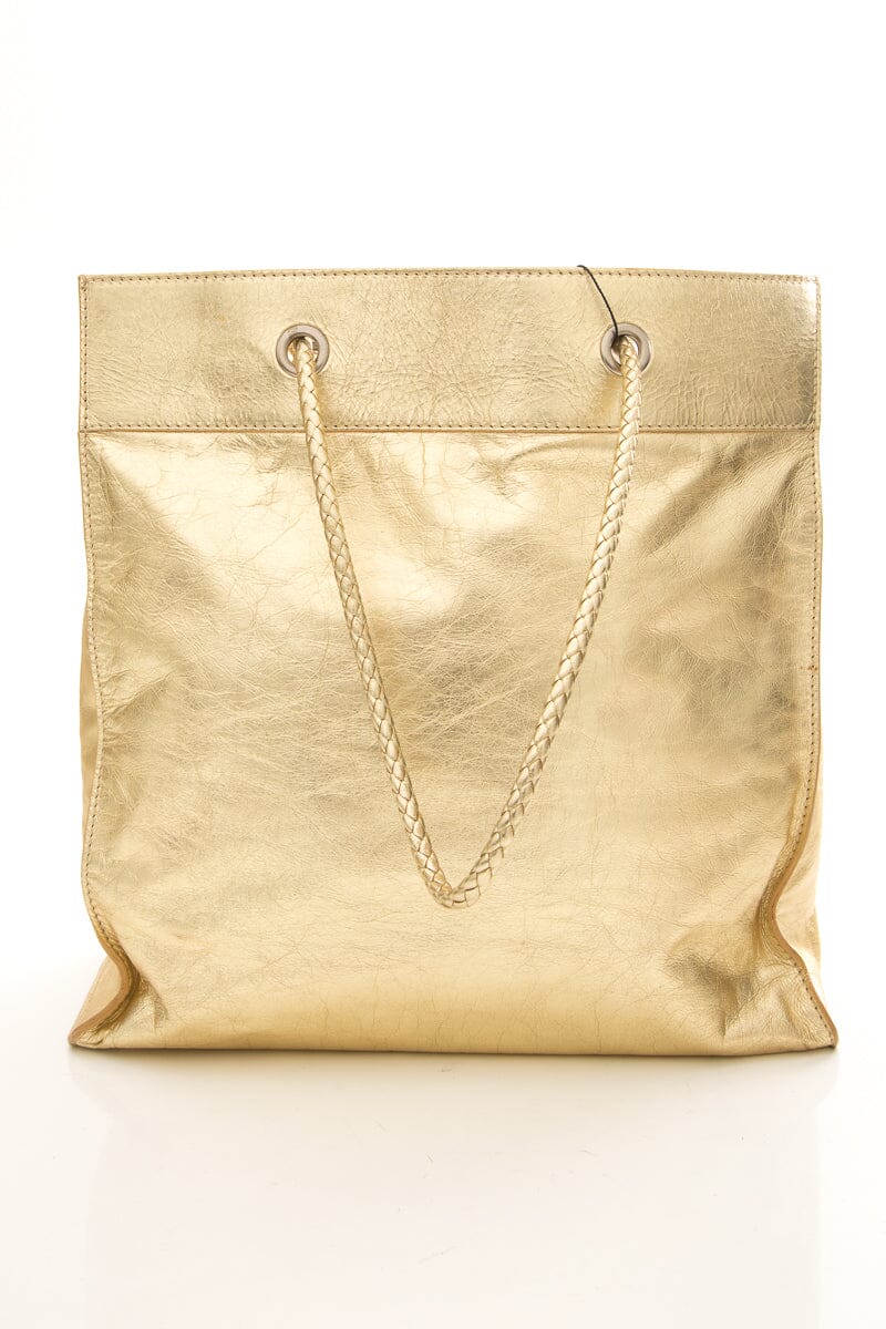 Marc Jacobs Gold Logo Leather Tote