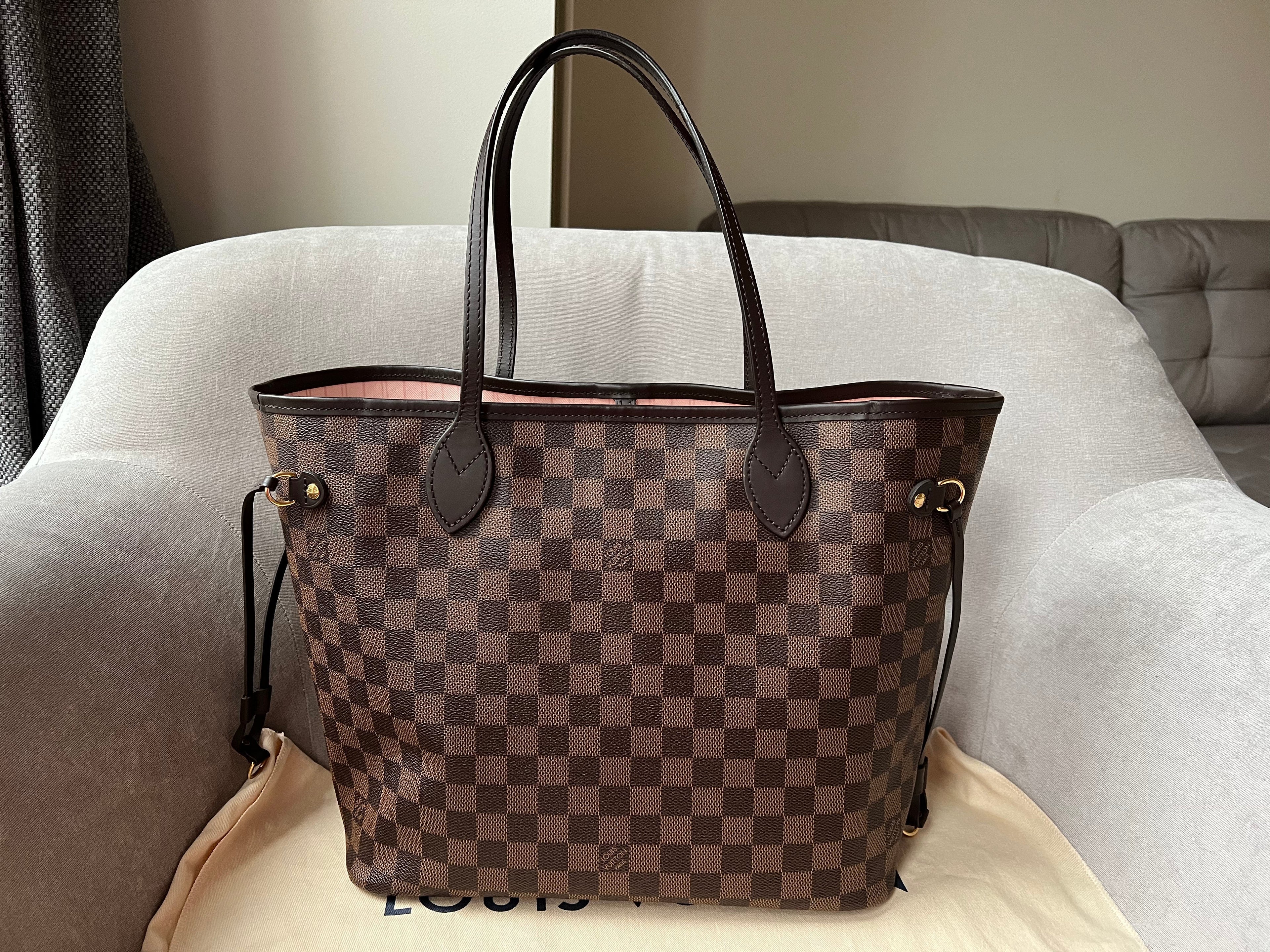 Louis Vuitton Neverfull MM Damier Ebene Rose Ballerine (RRP £1,410)