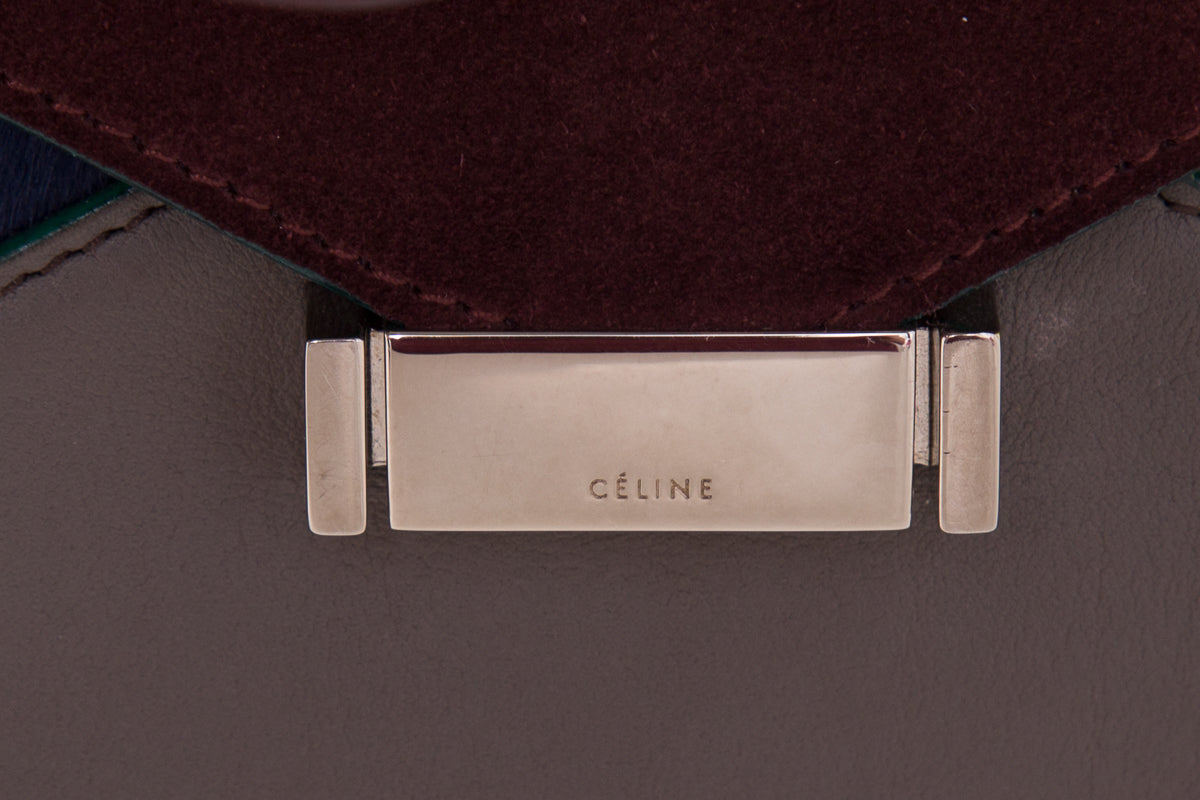 Celine Multicolor Diamond Suede & Pony Hair Shoulder Bag