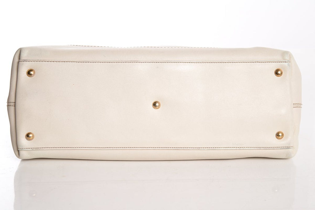 Salvatore Ferragamo Cream Giancini Closure Leather Tote
