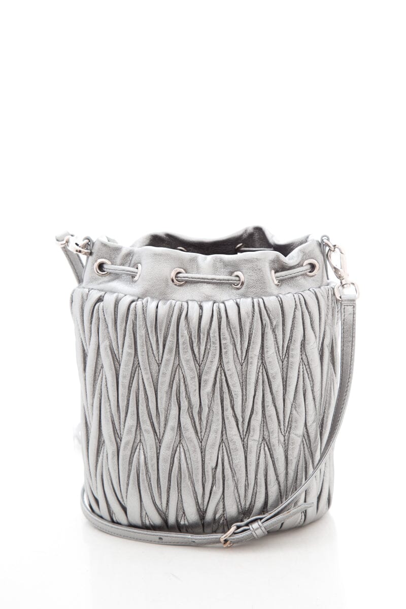 Miu Miu Silver Bandoliera Chain Bucket Bag