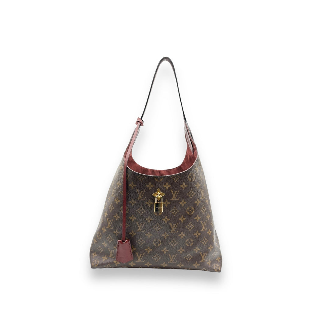 Louis Vuitton Monogram Canvas Flower Hobo Bordeaux Handbag