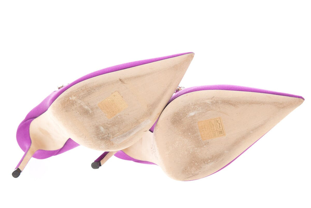 Jimmy Choo Purple Satin & Crystal Heels SZ 41.5
