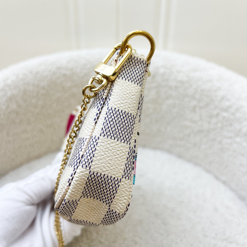 LV Mini Pochette Accessoires in Christmas 2021 Animation in Damier Azur Canvas GHW