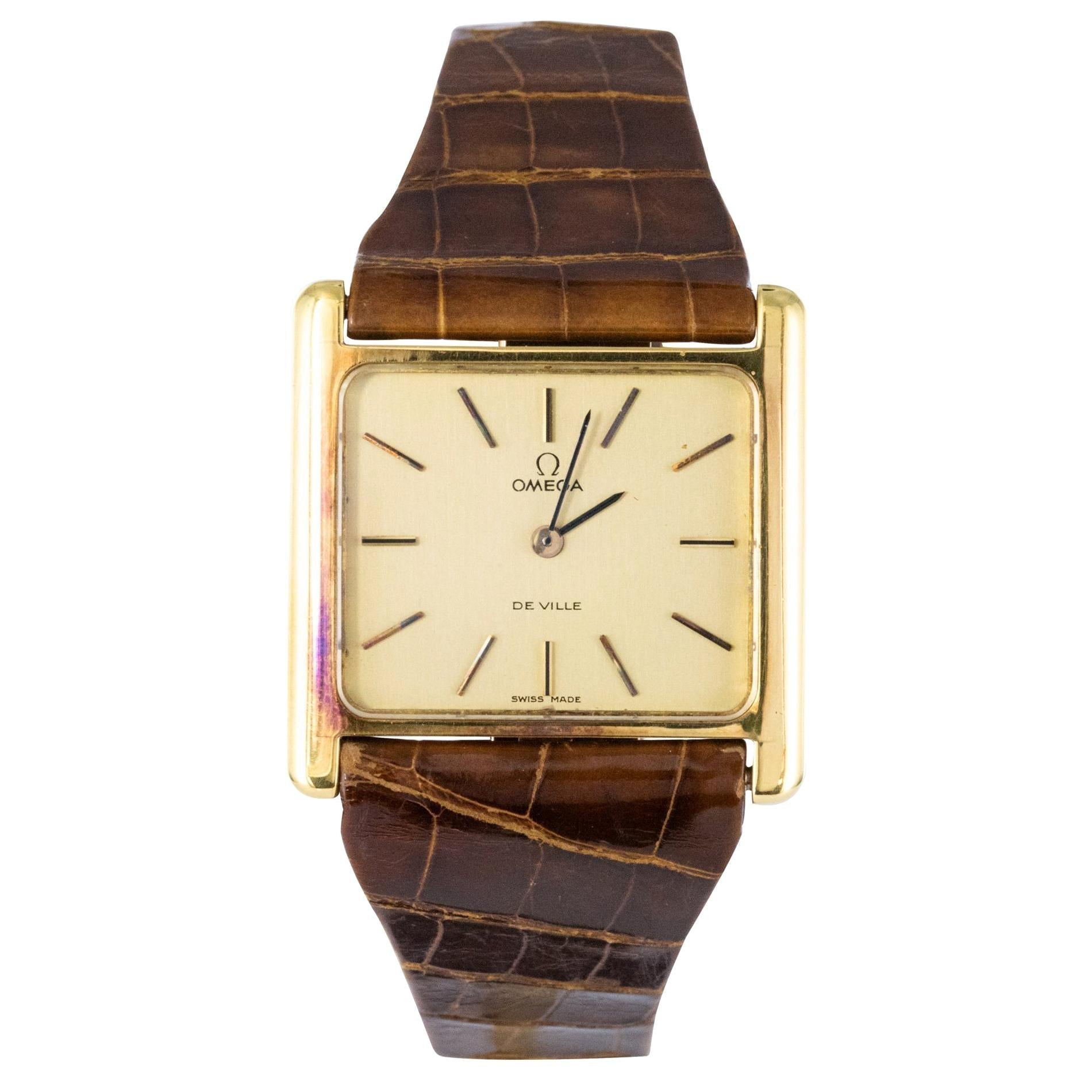 1960s Retro Omega De Ville 18 Karat Gold Men's Watch