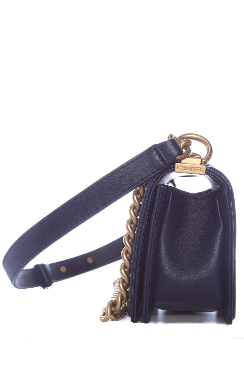 Chanel Infinity Boy Flap Quilted Calfskin Navy Small Handbag