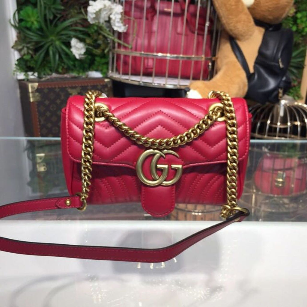 Glami Marmont MatelassÃƒÂ© Mini Bag Hibiscus Red MatelassÃƒÂ© Chevron For Women 8.5in/22cm Glami 446744 DTGLAMIT 6433
