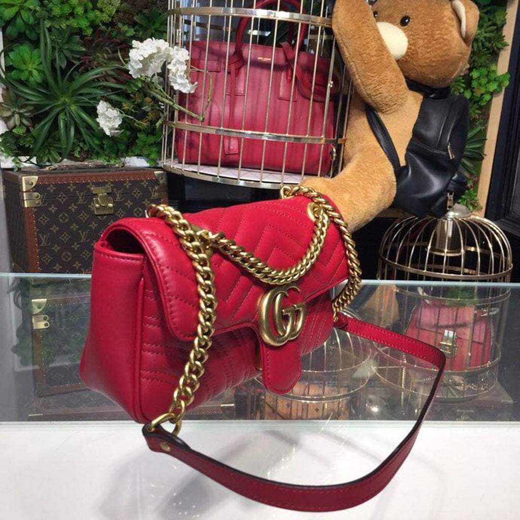 Glami Marmont MatelassÃƒÂ© Mini Bag Hibiscus Red MatelassÃƒÂ© Chevron For Women 8.5in/22cm Glami 446744 DTGLAMIT 6433
