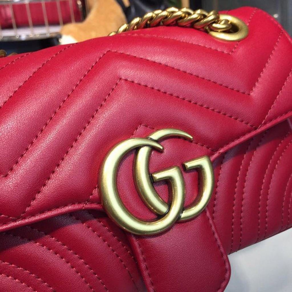 Glami Marmont MatelassÃƒÂ© Mini Bag Hibiscus Red MatelassÃƒÂ© Chevron For Women 8.5in/22cm Glami 446744 DTGLAMIT 6433
