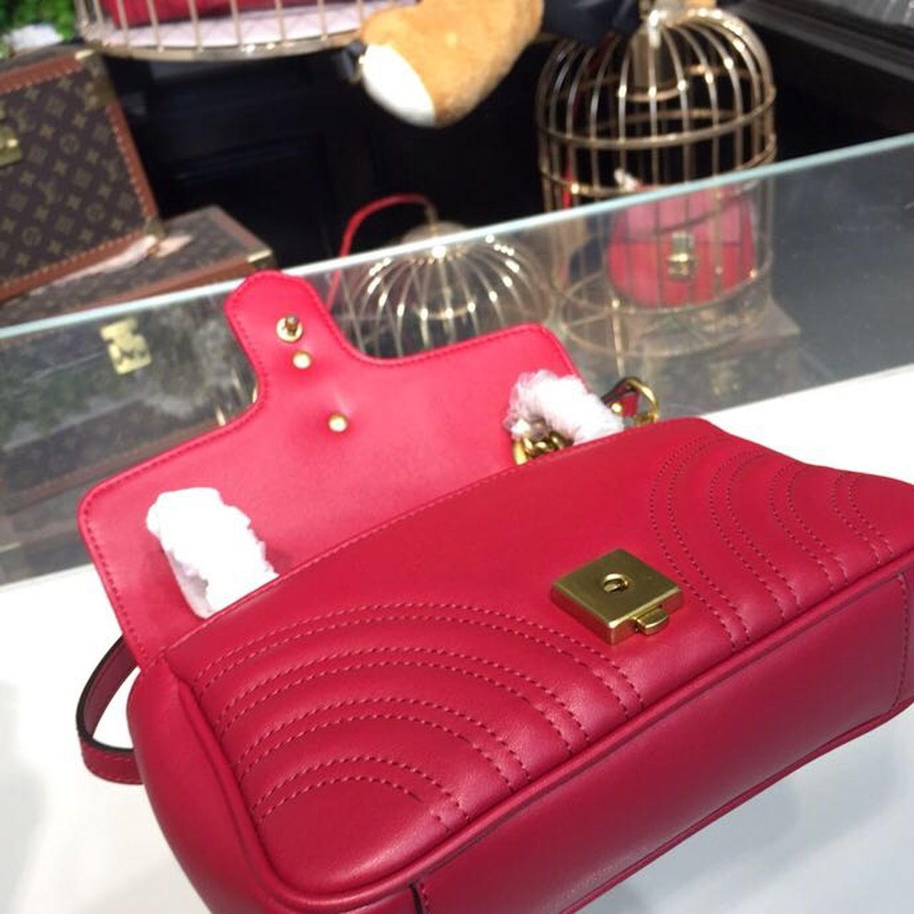 Glami Marmont MatelassÃƒÂ© Mini Bag Hibiscus Red MatelassÃƒÂ© Chevron For Women 8.5in/22cm Glami 446744 DTGLAMIT 6433
