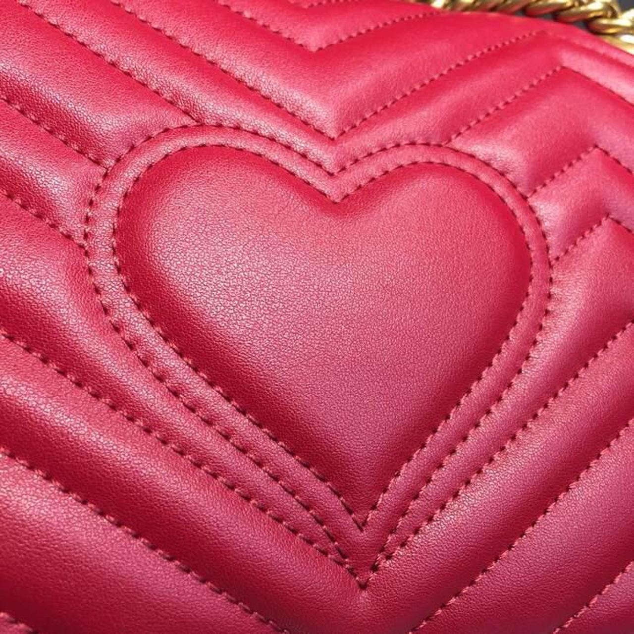 Glami Marmont Small MatelassÃƒÂ© Shoulder Bag Hibiscus Red MatelassÃƒÂ© Chevron For Women 10in/26cm Glami 443497 DRW3T 6433