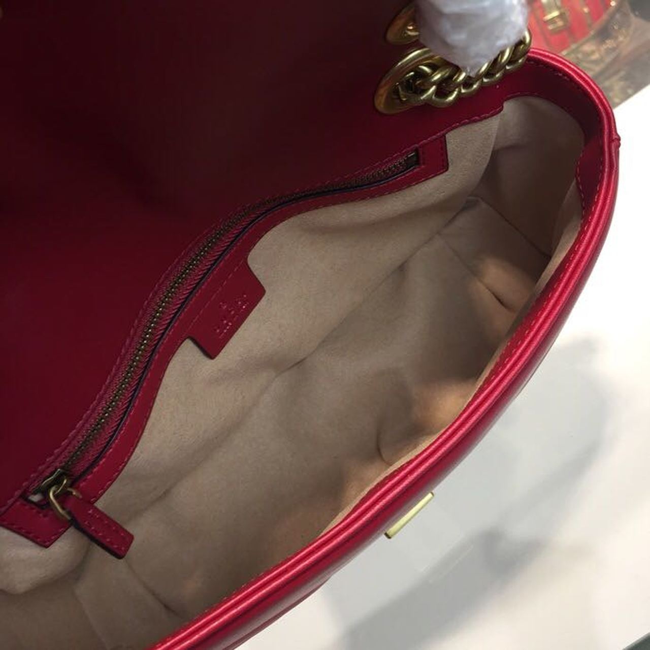 Glami Marmont Small MatelassÃƒÂ© Shoulder Bag Hibiscus Red MatelassÃƒÂ© Chevron For Women 10in/26cm Glami 443497 DRW3T 6433