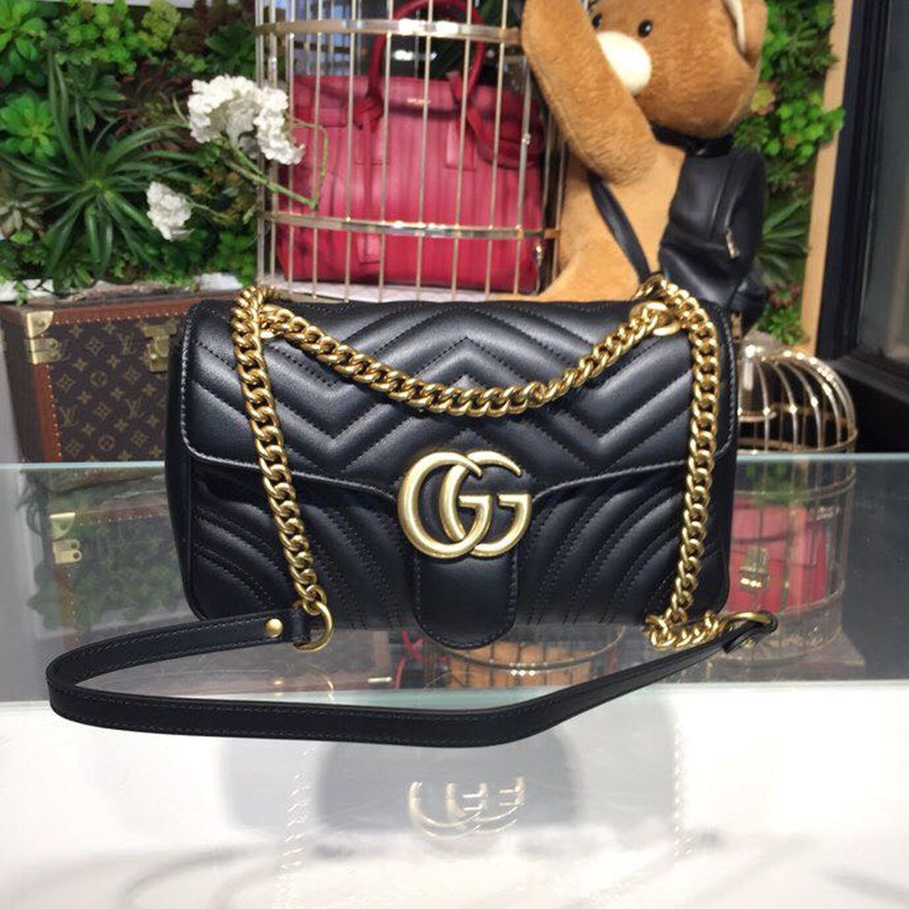 Glami Marmont Small MatelassÃƒÂ© Shoulder Bag Black For Women 10in/25cm 443497 DTGLAMIT 1000