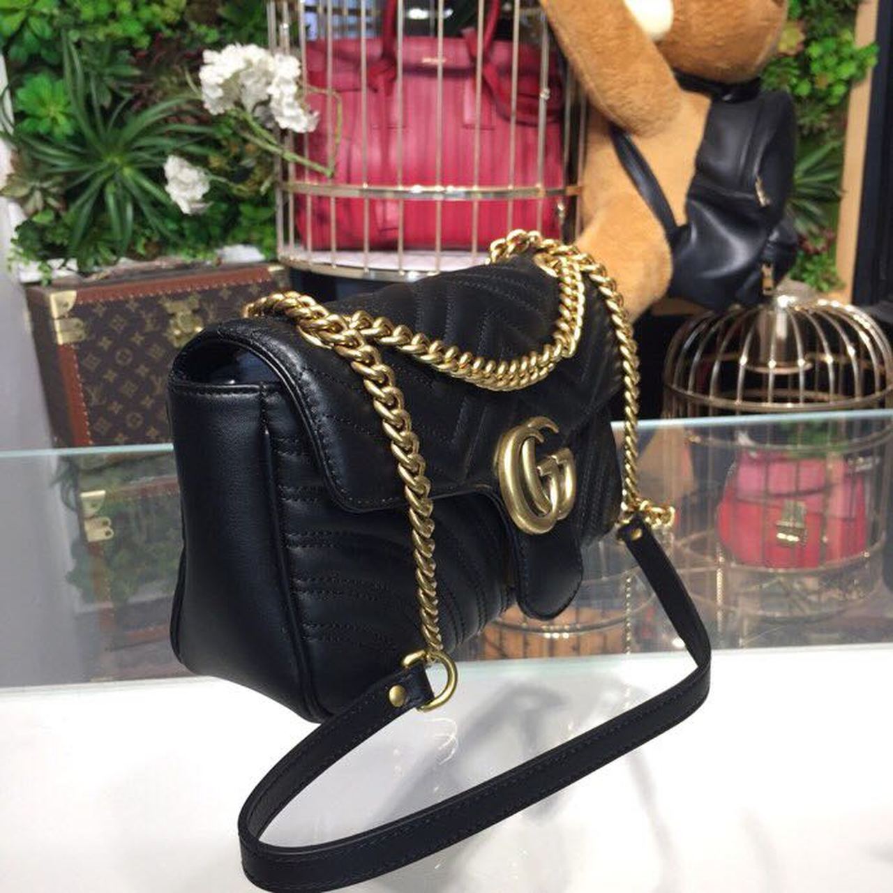 Glami Marmont Small MatelassÃƒÂ© Shoulder Bag Black For Women 10in/25cm 443497 DTGLAMIT 1000