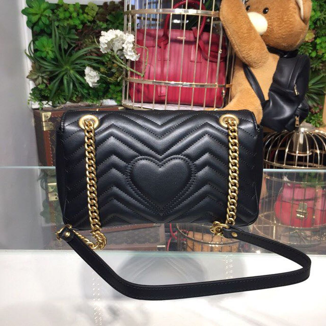 Glami Marmont Small MatelassÃƒÂ© Shoulder Bag Black For Women 10in/25cm 443497 DTGLAMIT 1000