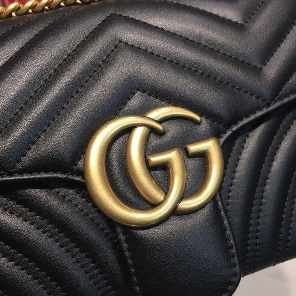 Glami Marmont Small MatelassÃƒÂ© Shoulder Bag Black For Women 10in/25cm 443497 DTGLAMIT 1000