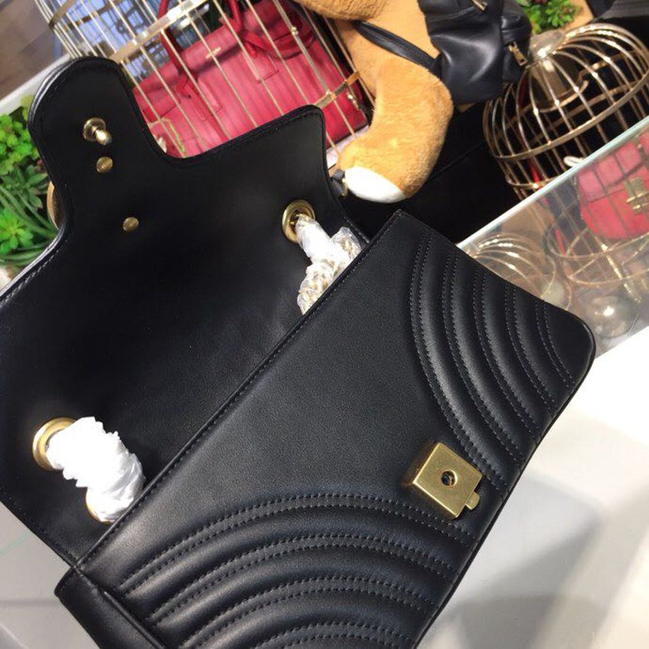 Glami Marmont Small MatelassÃƒÂ© Shoulder Bag Black For Women 10in/25cm 443497 DTGLAMIT 1000