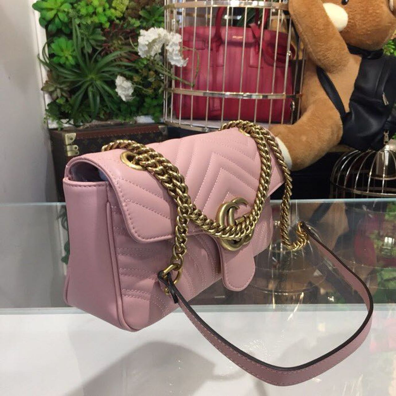 Glami Marmont Small MatelassÃƒÂ© Shoulder Bag Dusty Pink MatelassÃƒÂ© Chevron For Women 10in/26cm Glami 443497 DTGLAMIT 5729