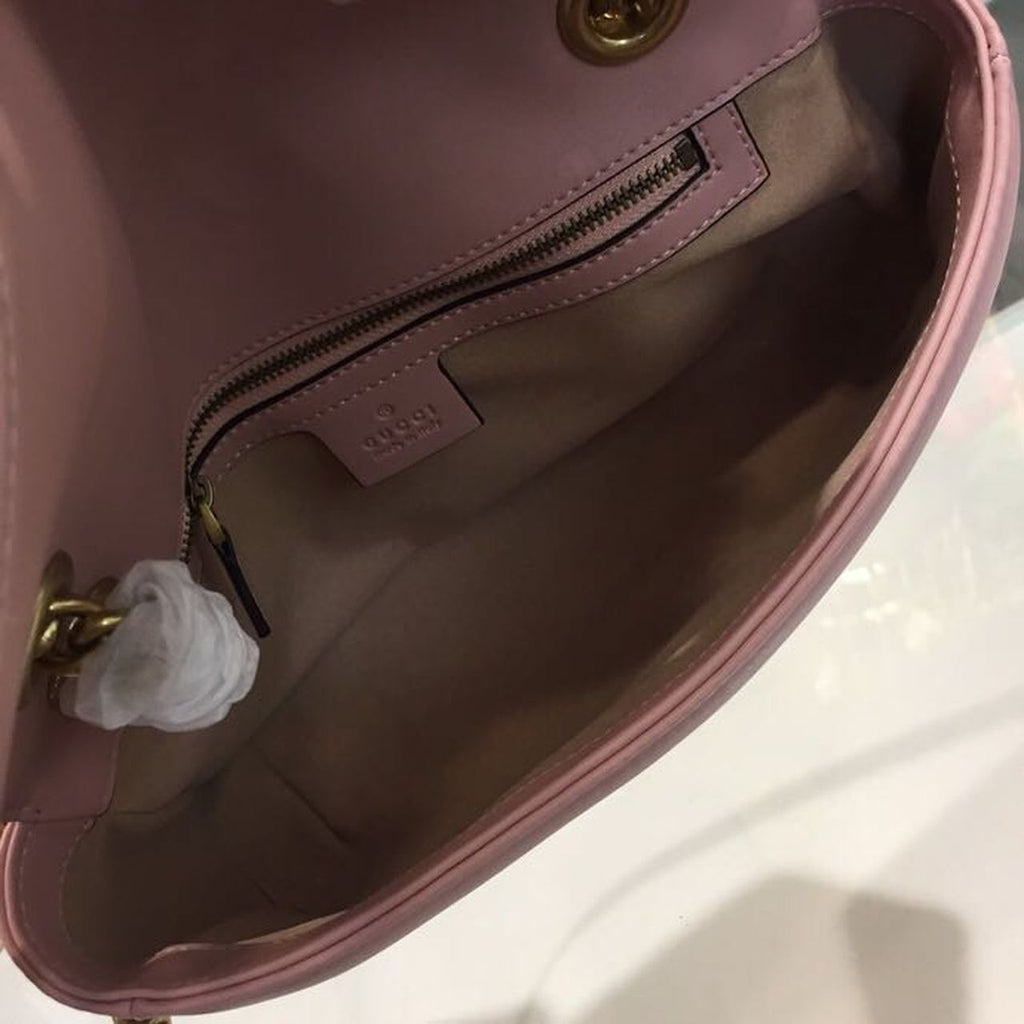 gg Marmont Small Matelassé Shoulder Bag Dusty Pink Matelassé Chevron For Women 10in/26cm gg 443497 DTDIT 5729