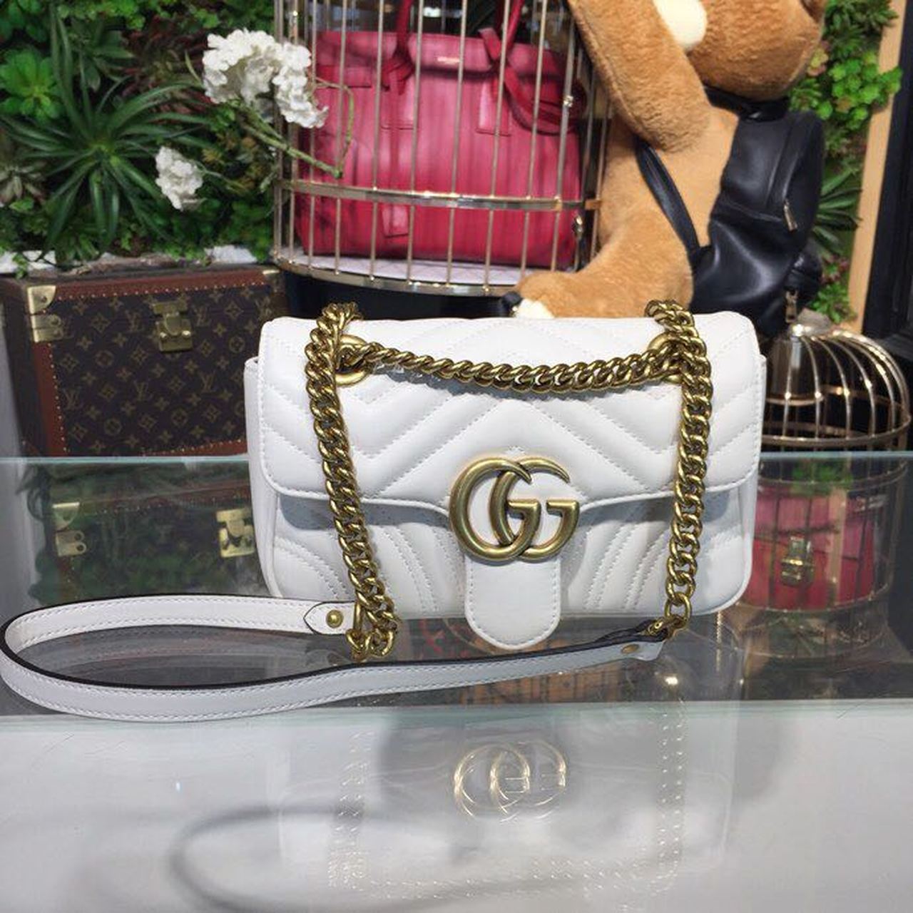 Glami Marmont MatelassÃƒÂ© Mini Bag White MatelassÃƒÂ© Chevron For Women 8.5in/22cm Glami 446744 DTGLAMIT 9022