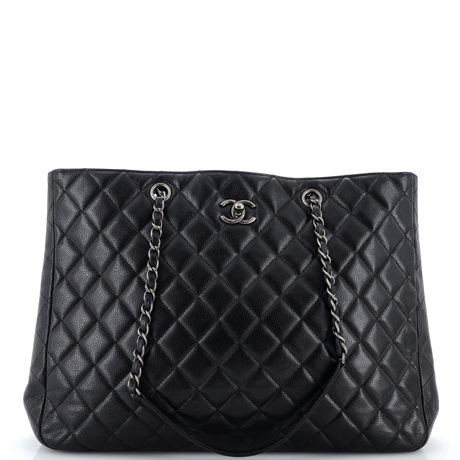 CHANEL Classic CC Shopping Tote Quilted Caviar Large