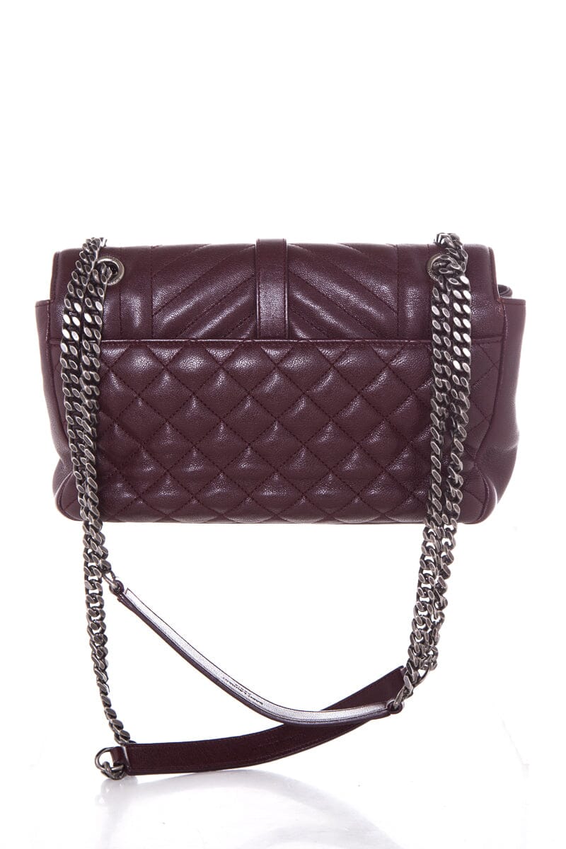 YSL Burgundy Classic Medium College Bag
