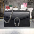 gg Dionysus Shoulder Bag Black Metal-Free Tanned For Women 11in/28cm gg 400249 CAOGN 8176