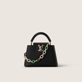 LOUIS VUITTON Taurillon Enamel Chain Capucines Mini Black Multicolor