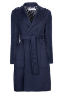 CHRISTIAN DIOR Belted Coat Wool Oblique Navy