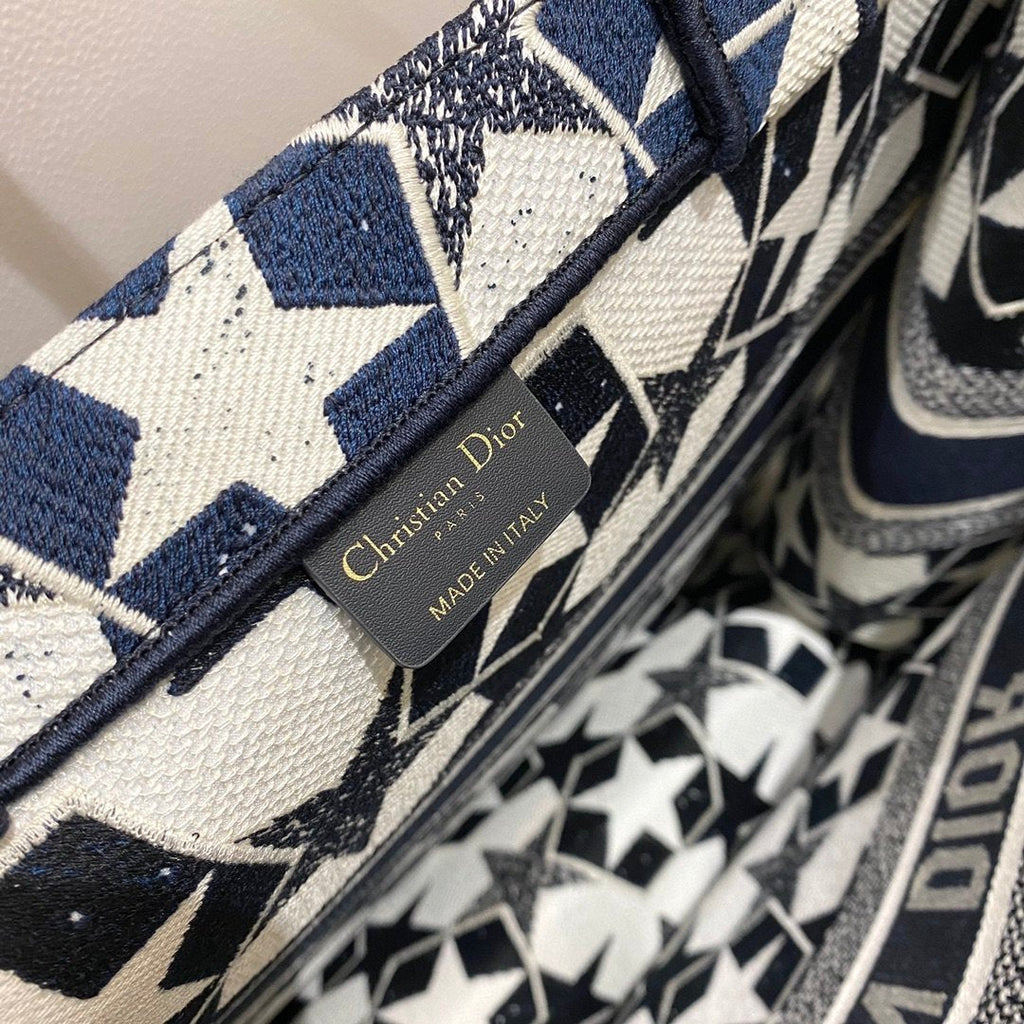 GLAMI Large Book Tote Blue and White Ãƒâ€°toile Embroidery, Blue/White, For Women WomenÃ¢â‚¬â„¢s Handbags, 41cm CD M1286ZTQX_M928