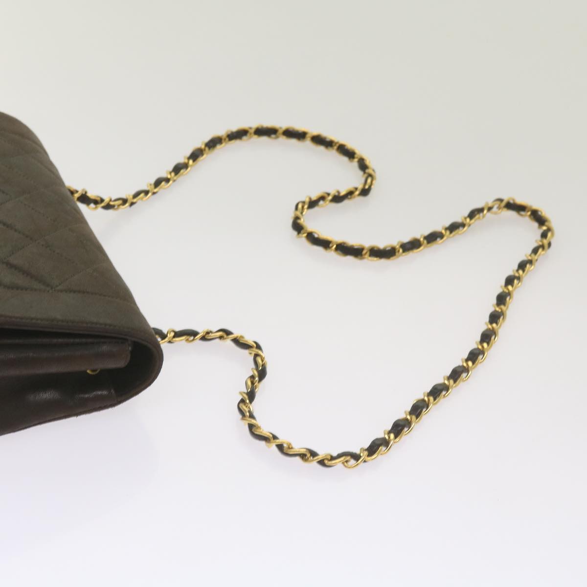 CHANEL Diana Matelasse Chain Shoulder Bag Leather Black CC 66875