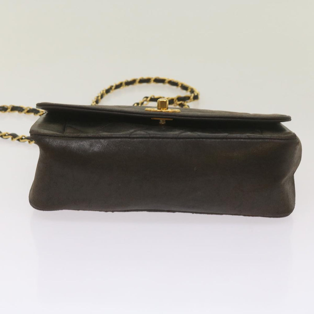 CHANEL Diana Matelasse Chain Shoulder Bag Leather Black CC 66875