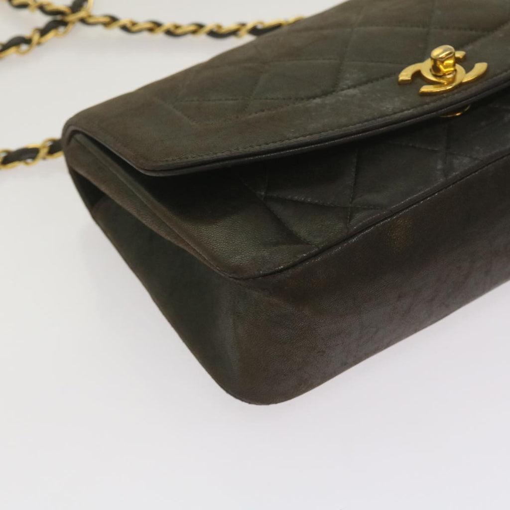 CHANEL Diana Matelasse Chain Shoulder Bag Leather Black CC 66875