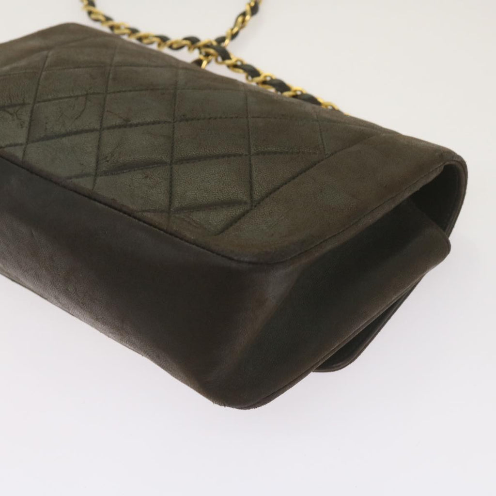 CHANEL Diana Matelasse Chain Shoulder Bag Leather Black CC 66875