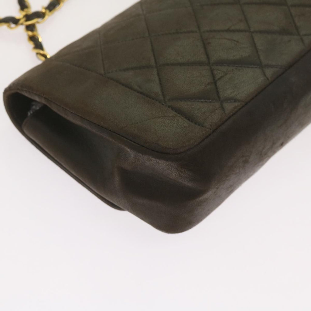 CHANEL Diana Matelasse Chain Shoulder Bag Leather Black CC 66875