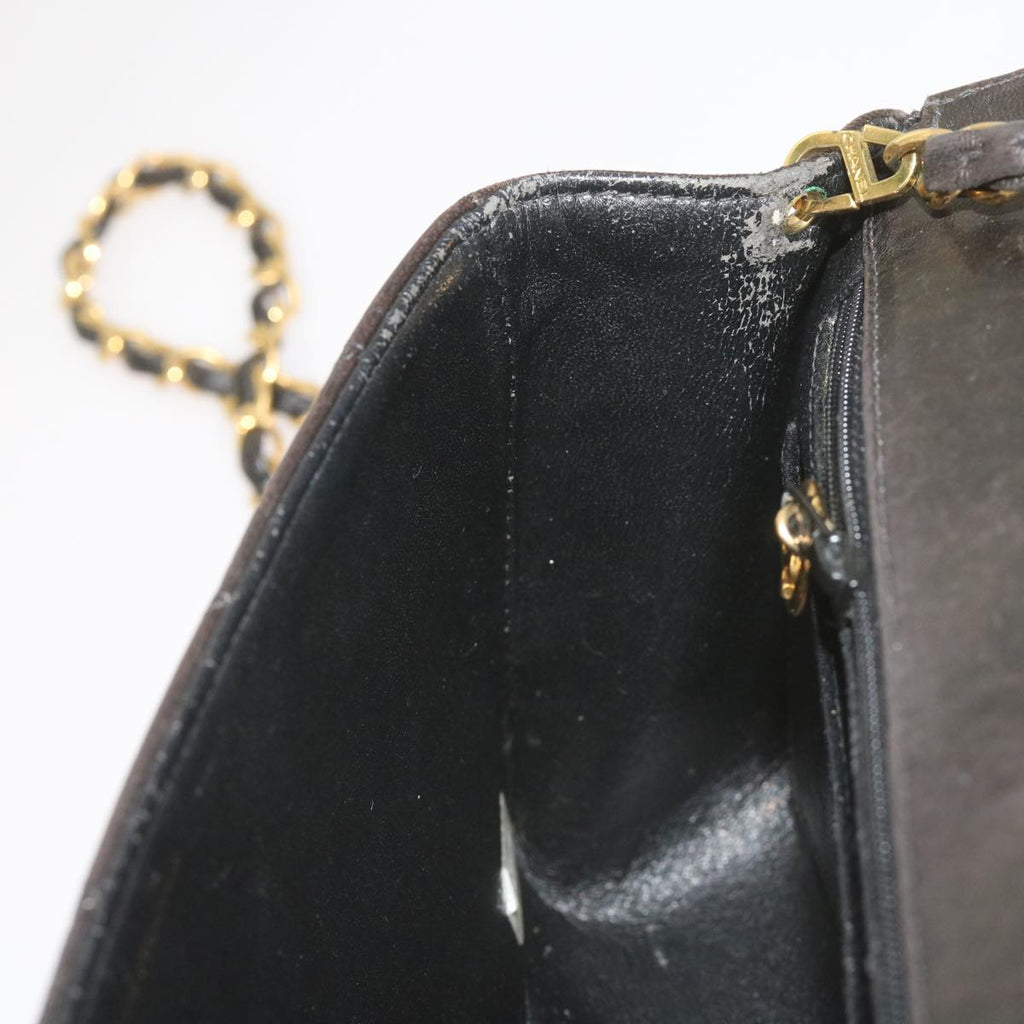 CHANEL Diana Matelasse Chain Shoulder Bag Leather Black CC 66875