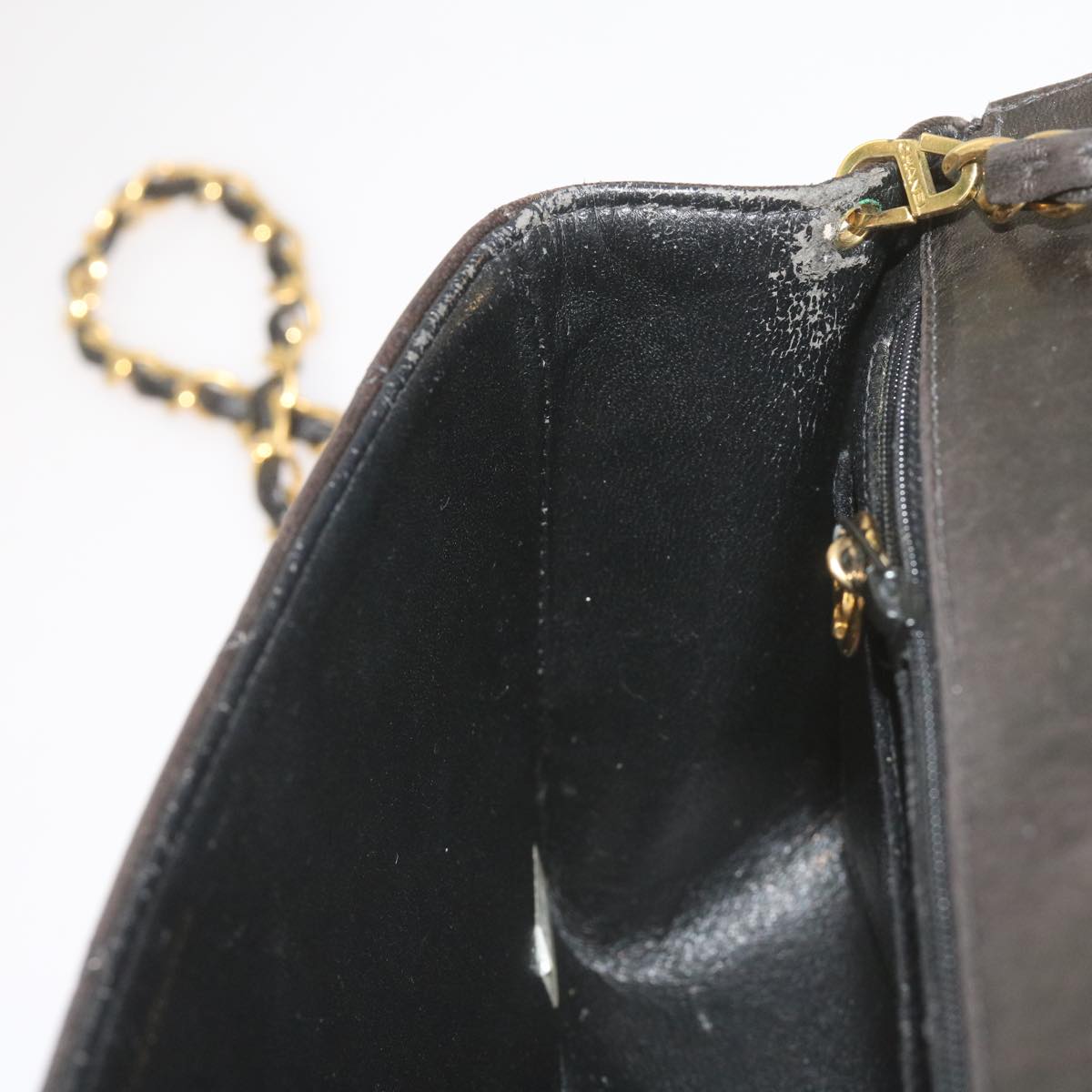 CHANEL Diana Matelasse Chain Shoulder Bag Leather Black CC 66875