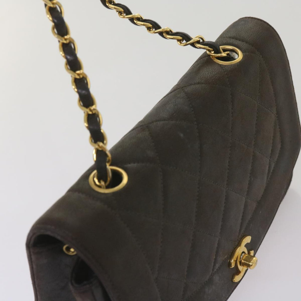 CHANEL Diana Matelasse Chain Shoulder Bag Leather Black CC 66875