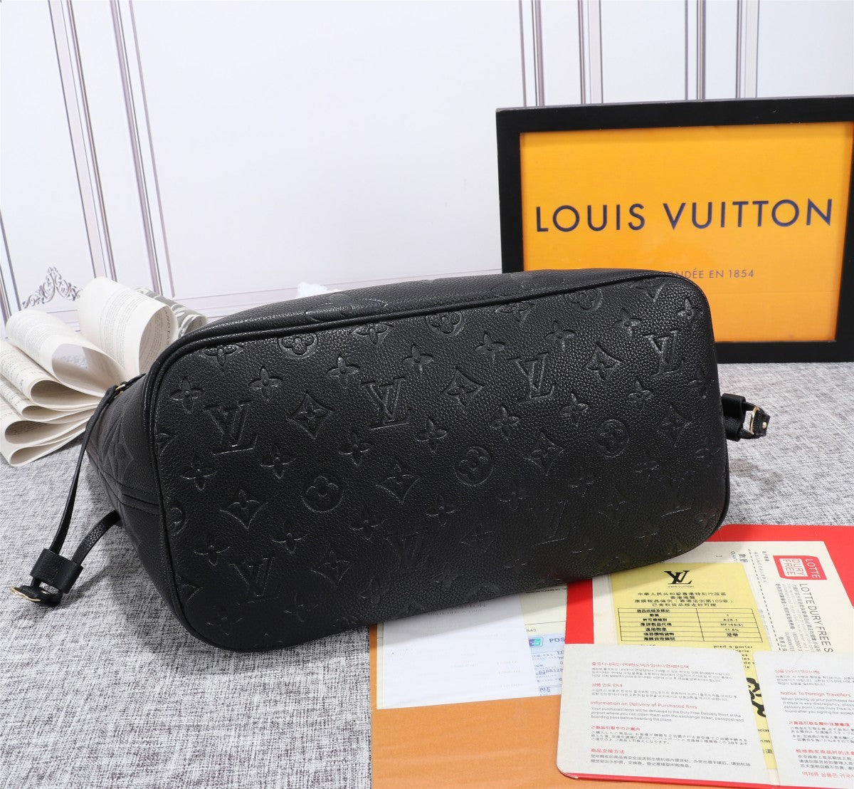 Louis Vuitton Neverfull MM Tote Bag Monogram Empreinte Black For Women Handbags, Shoulder Bags 12.2in/31cm LV M45685