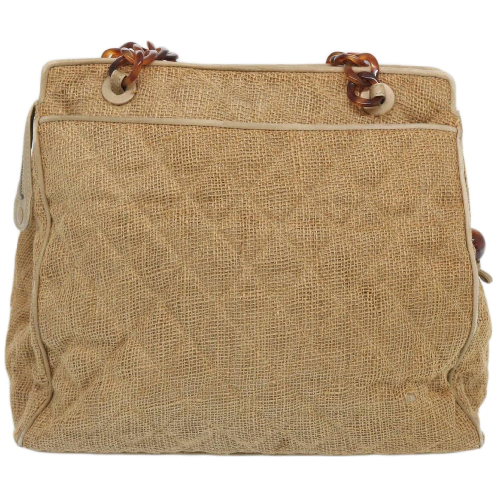 CHANEL Matelasse Tote Bag Straw Brown CC 66963